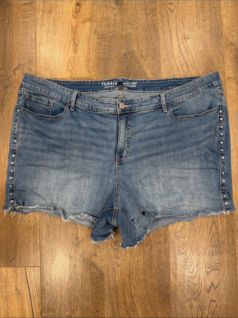 torrid Light Blue Denim Shorts with Side Stud Detail